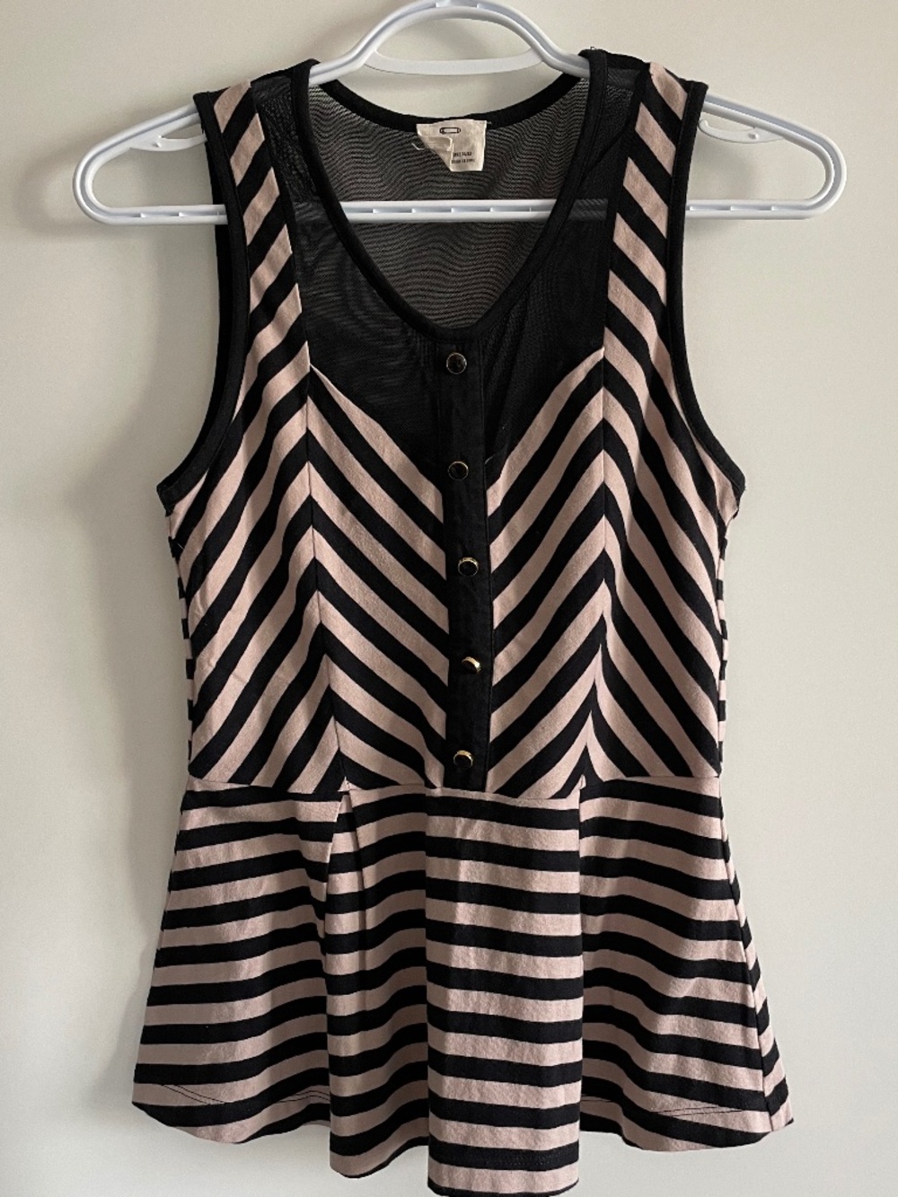 EUC Pins & Needles Urban Outfitters Black & Cream Striped Peplum Tank Top Medium